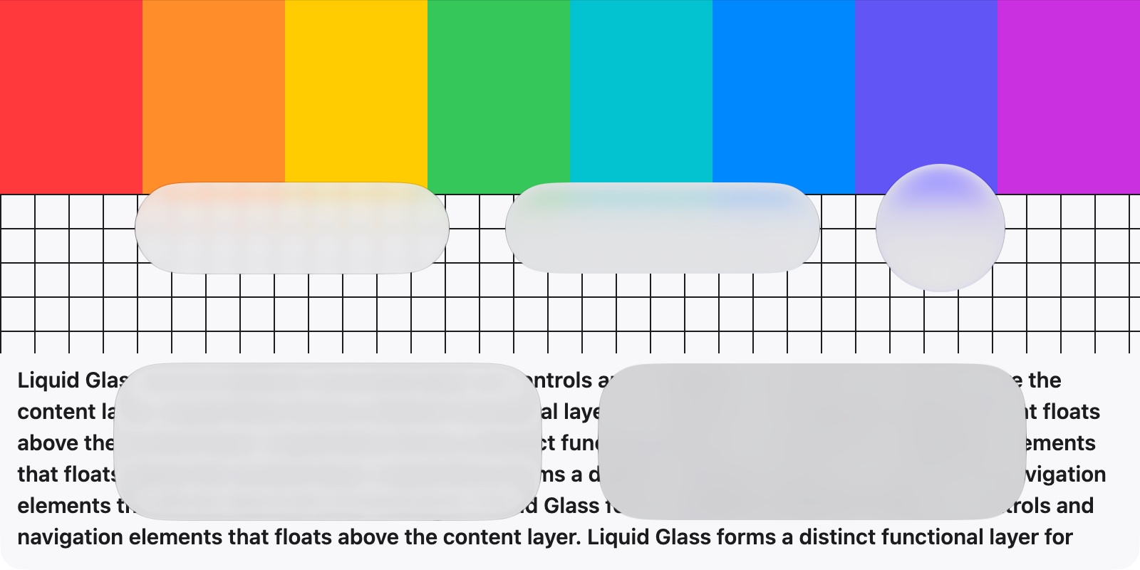 Apple's SwiftUI render of the same five glass shapes