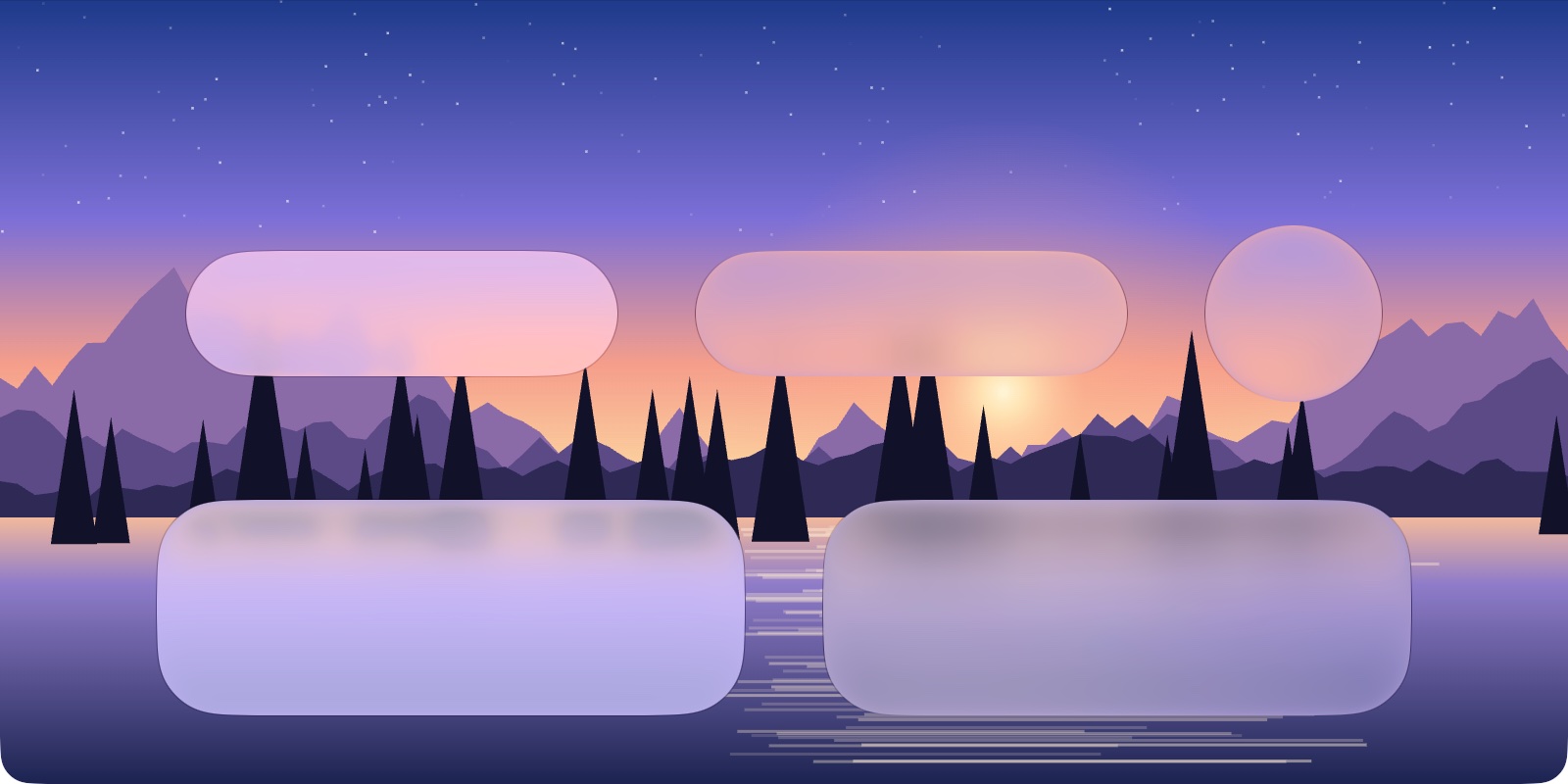 Apple's glass over the dusk scene
